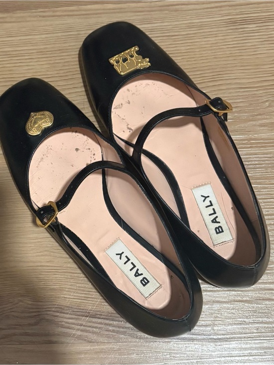 Bally Shoes - Bally Black Leather Mary Jane Flats with Gold Hardware